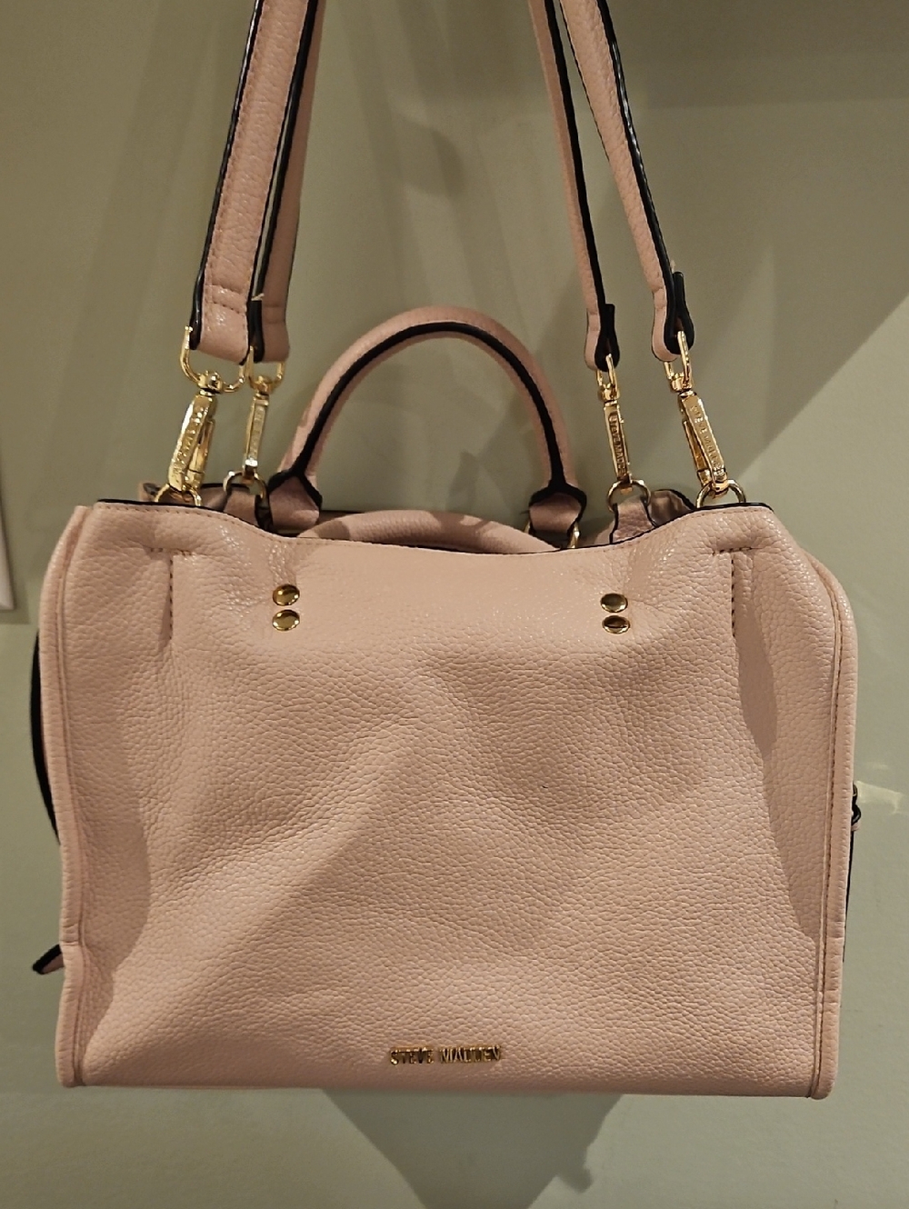 Steve Madden Blush Pink Pebbled Satchel Crossbody Bag Gold Hardware